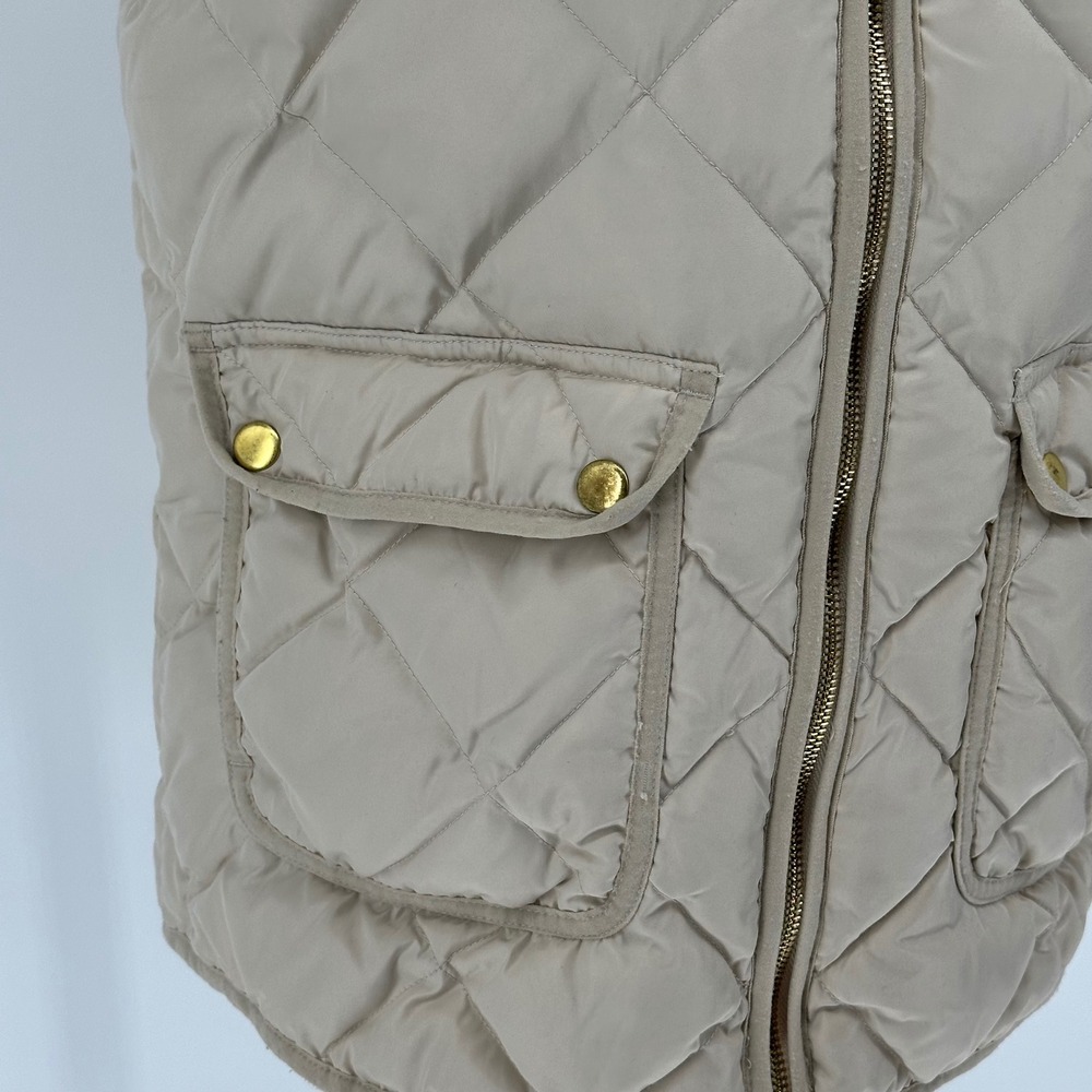 Woolrich Quilted Vest Beige Puffer Stand‎ Collar Zip Front Pockets Women M - Picture 2 of 8